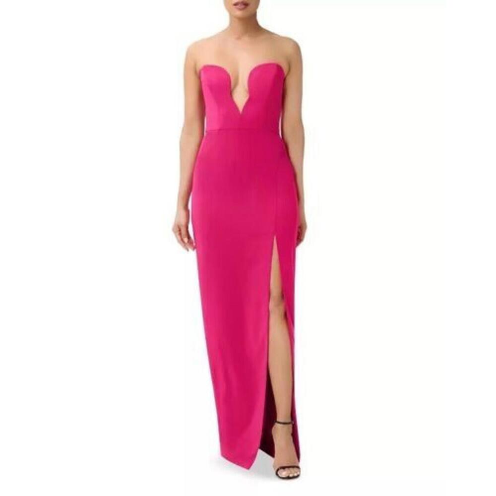 Aidan Mattox Strapless Sweetheart Crepe Gown Lipstick Sz 8 NWT  $245 PROM GALA